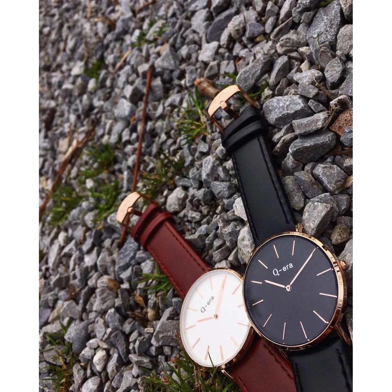 Q-Era Black Leather Men's Watch - QV2806-3