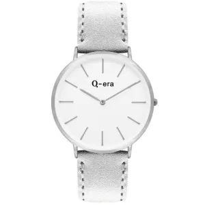 Q-era Metallic Silver Leather Women's Watch - QV2804-9