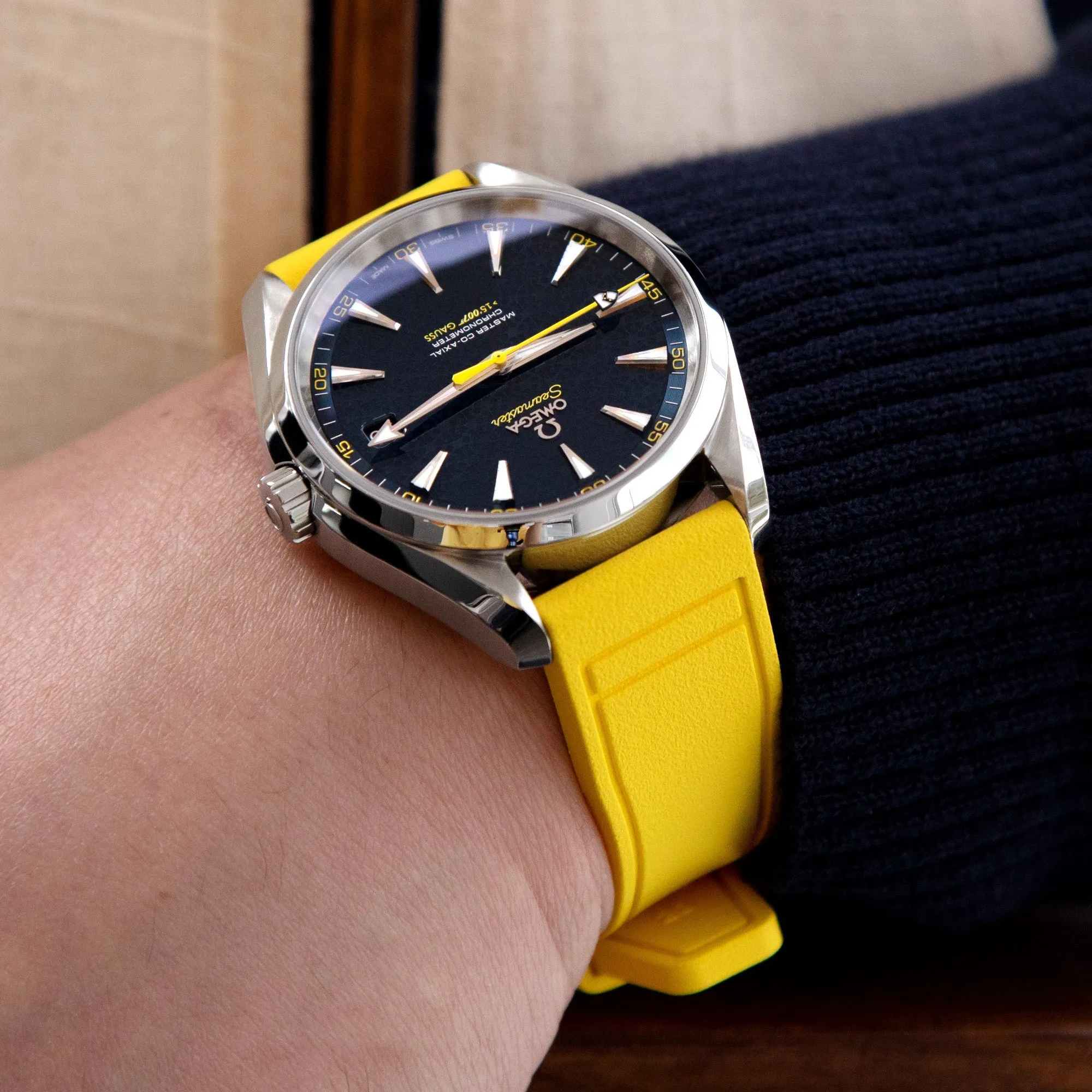 Quick Release Yellow Pilot FKM rubber watch strap, 20mm or 22mm