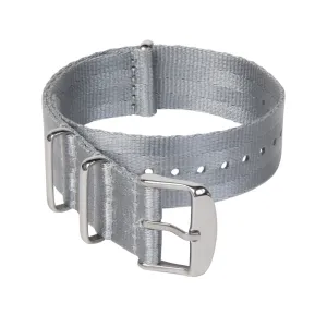 Seat Belt Nylon Military Style Watch Band - Gray, Stainless Hardware