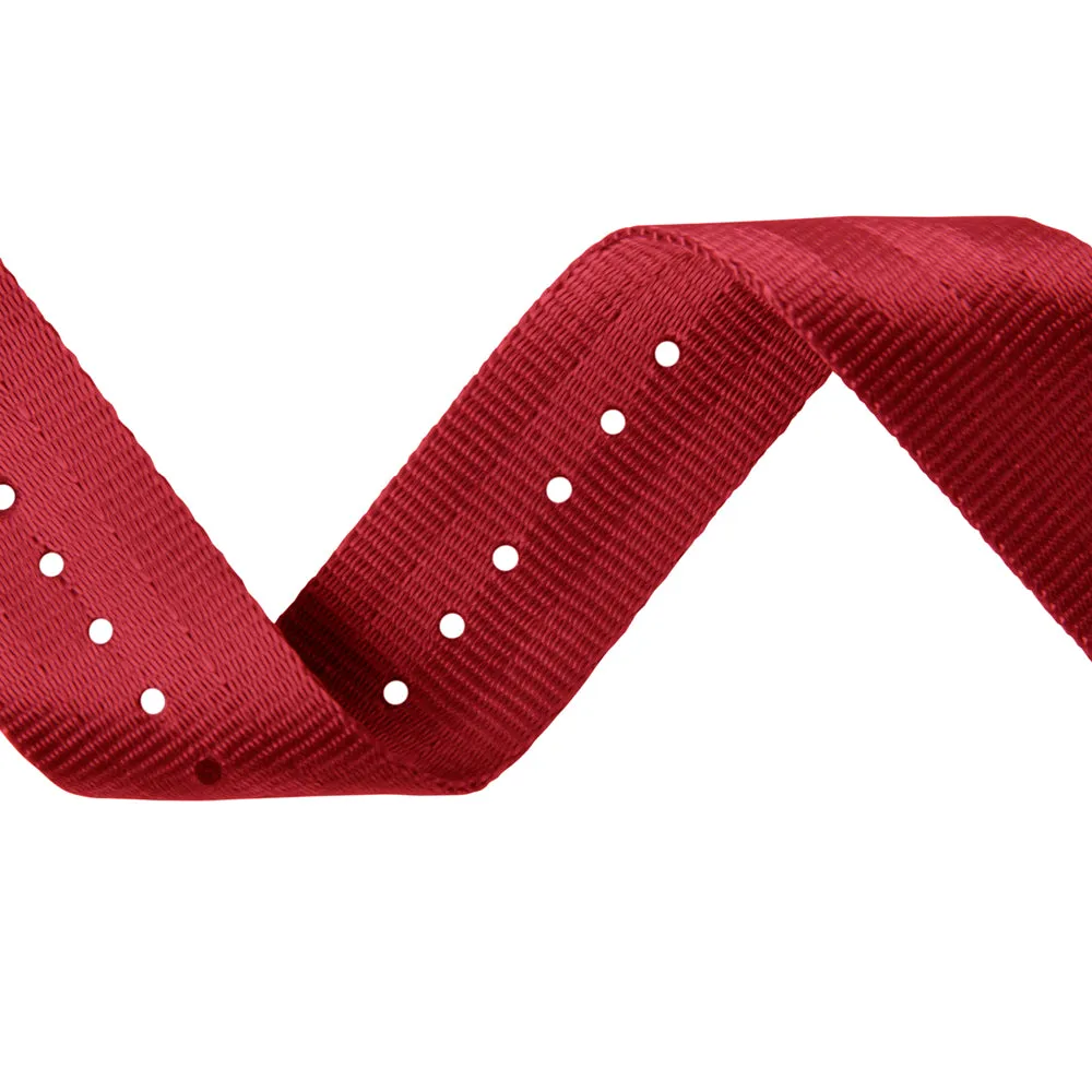 Seat Belt Nylon Military Style Watch Band - Red, Stainless Hardware
