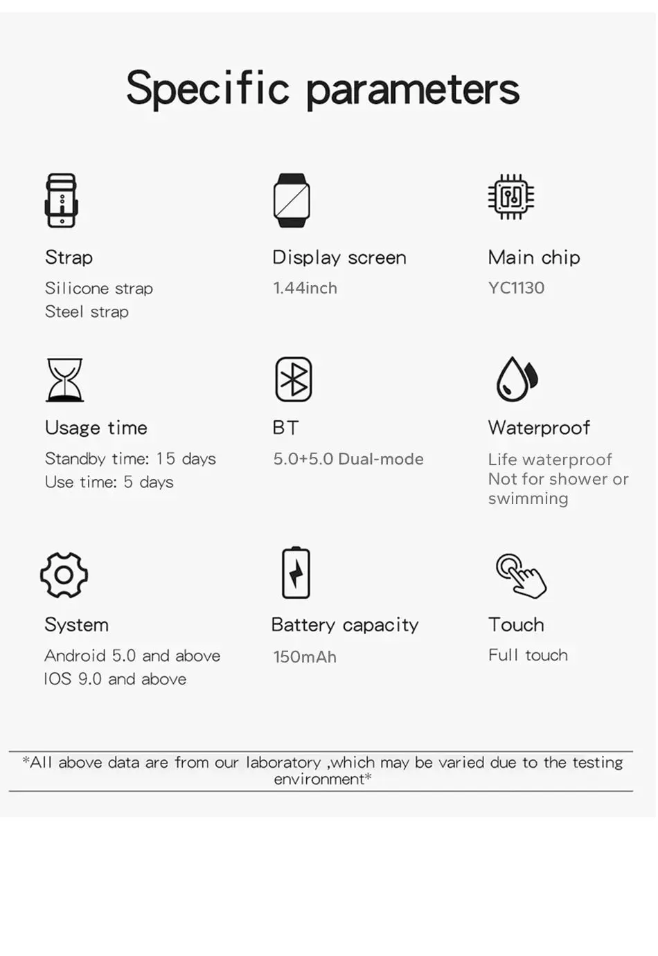 Smart watch for android phone.1.44 inch color screen.