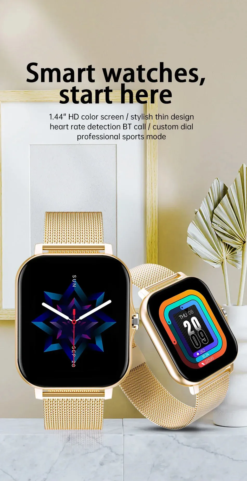 Smart watch for android phone.1.44 inch color screen.