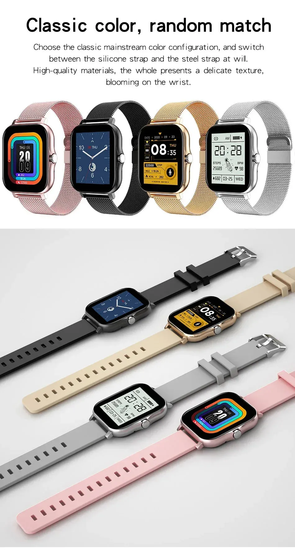 Smart watch for android phone.1.44 inch color screen.