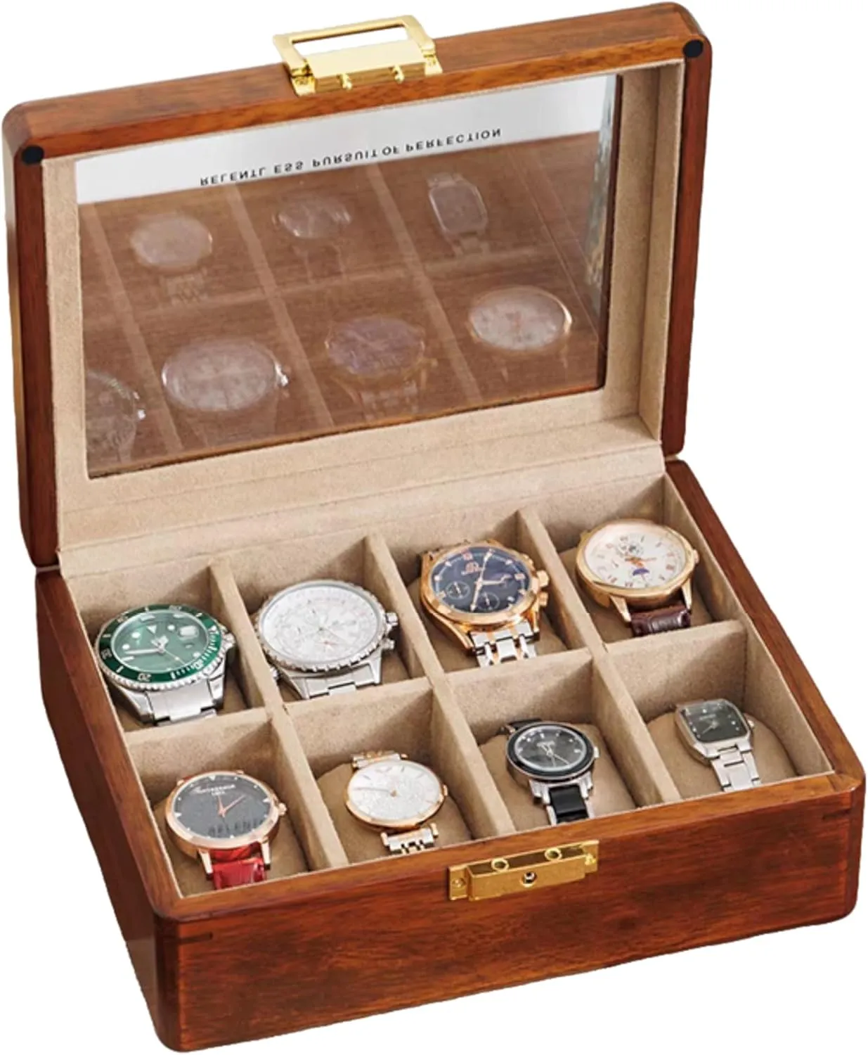 Solid Wood Watch Box 8 Slots With Glass Lid Walnut Collection Case For Men Women Luxury Wooden Display Organizer Storage Holder