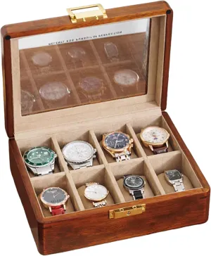 Solid Wood Watch Box 8 Slots With Glass Lid Walnut Collection Case For Men Women Luxury Wooden Display Organizer Storage Holder