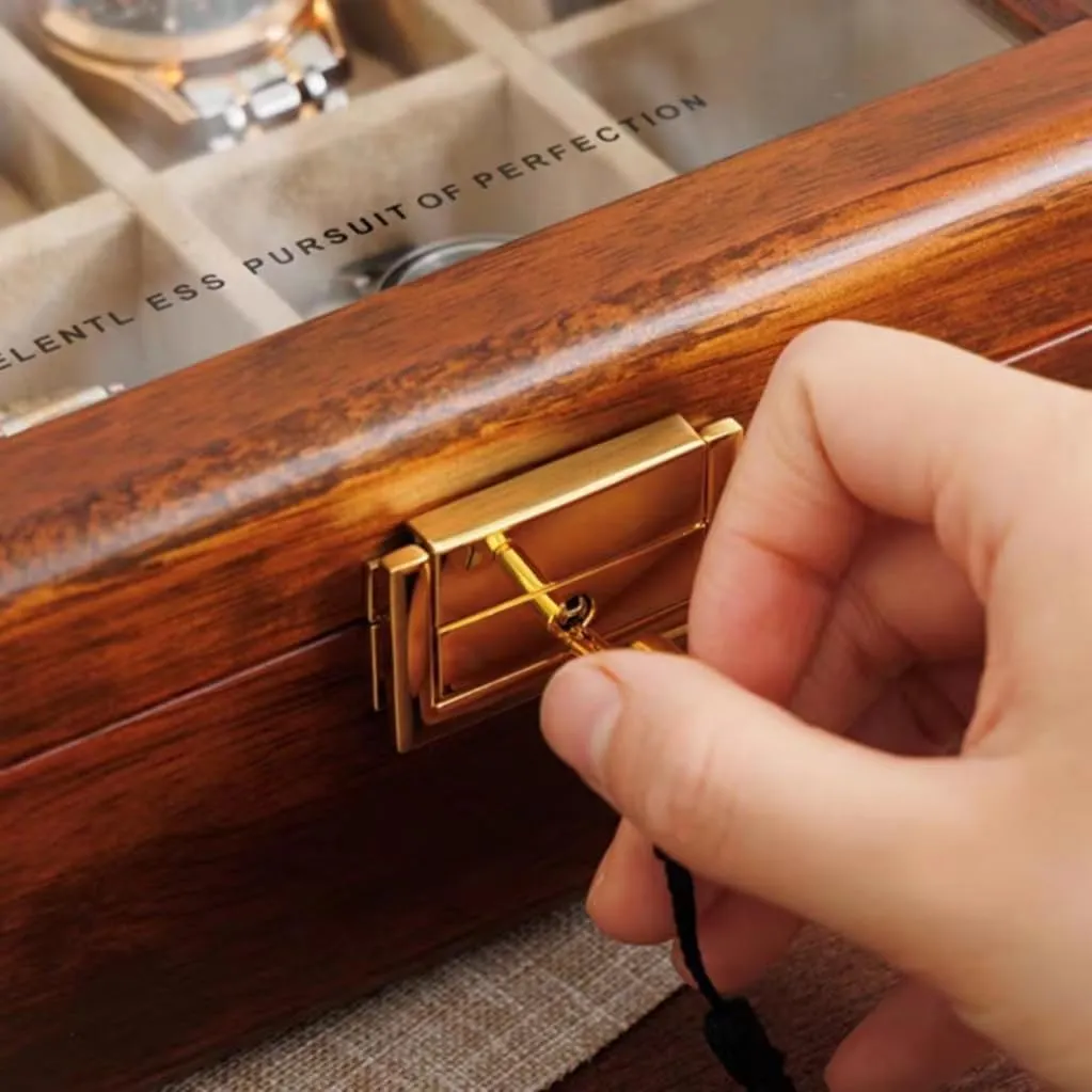 Solid Wood Watch Box 8 Slots With Glass Lid Walnut Collection Case For Men Women Luxury Wooden Display Organizer Storage Holder