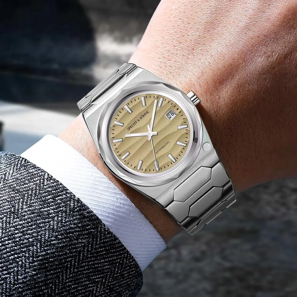 Specht & Shne 222 Gold Watch Men's Watches Automatic Mechanical Wriswatch Japan NH35 Movt Sports Wristwatch 37MM Waterproof