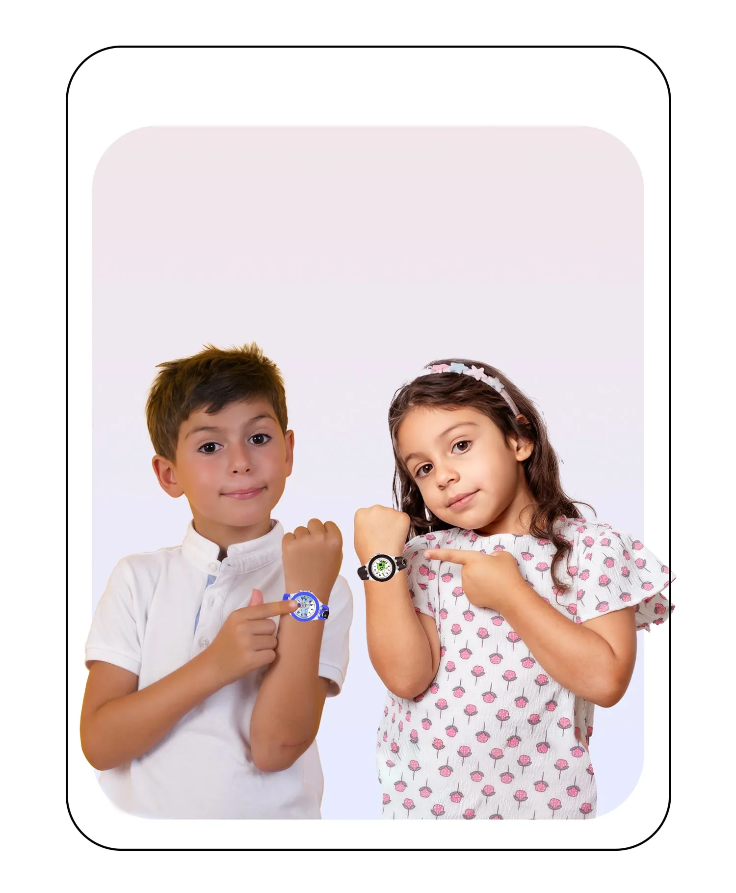 Spiky 3D Astronaut & Rabbit Cartoon Analog Light Watch Combo - Blue & Pink
