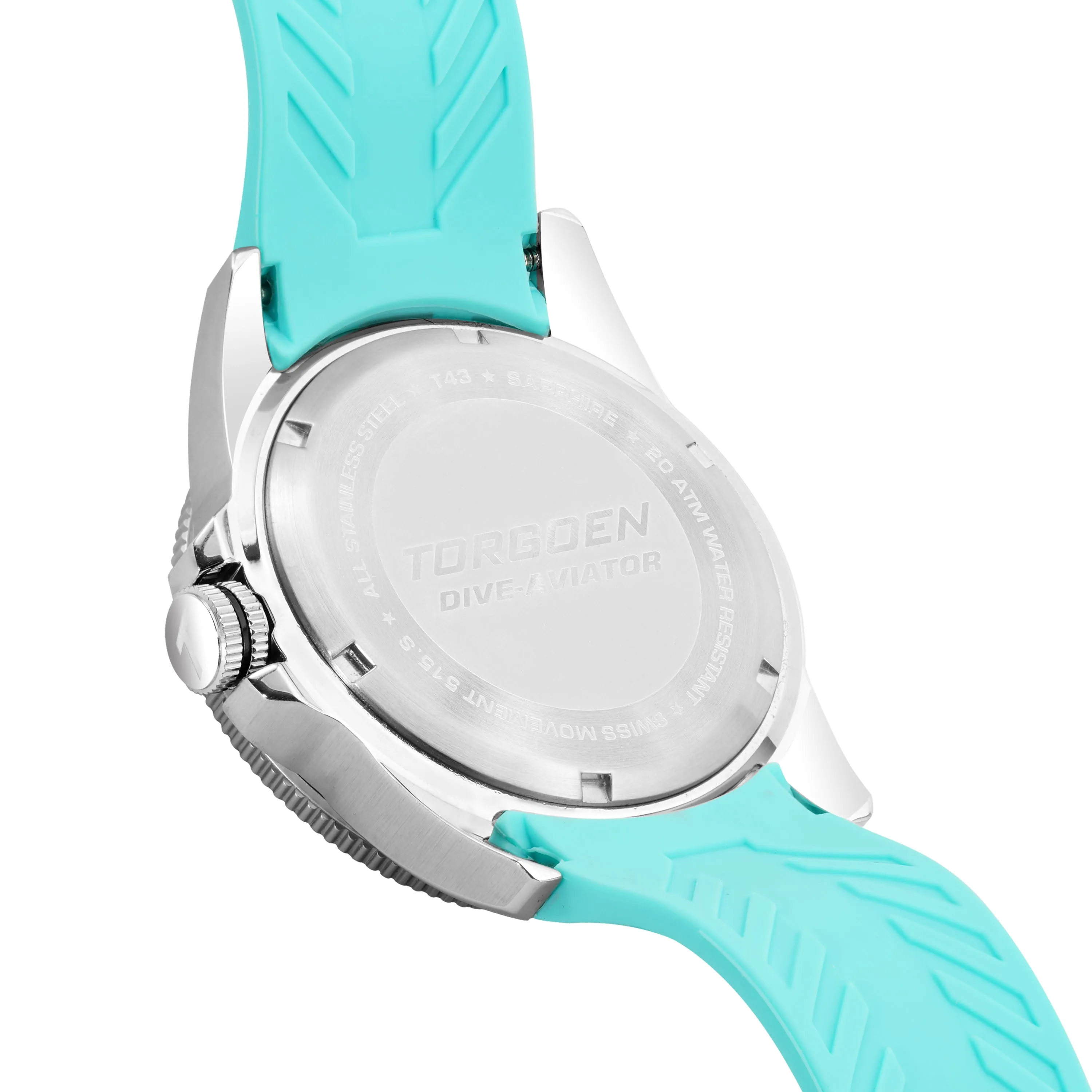 T43 Cyan Diver Sapphire | 44mm, Cyan Silicone Strap