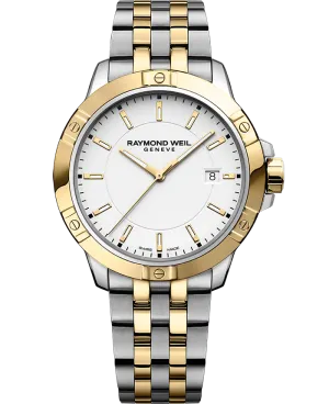 Tango Classic Men's Quartz Two-Tone Bracelet Watch, 41mm Stainless Steel Bracelet, Yellow Gold PVD, White Dial, Indexes - 8160-STP-30041