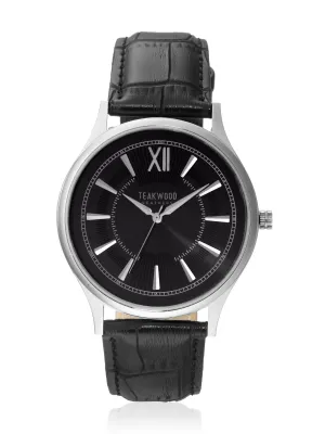 Teakwood leather Silver Men Analog Watch