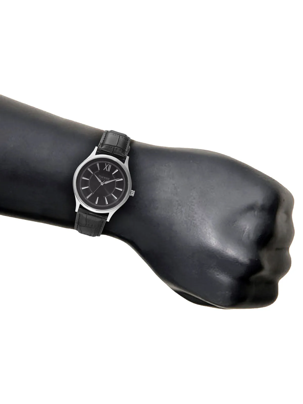 Teakwood leather Silver Men Analog Watch