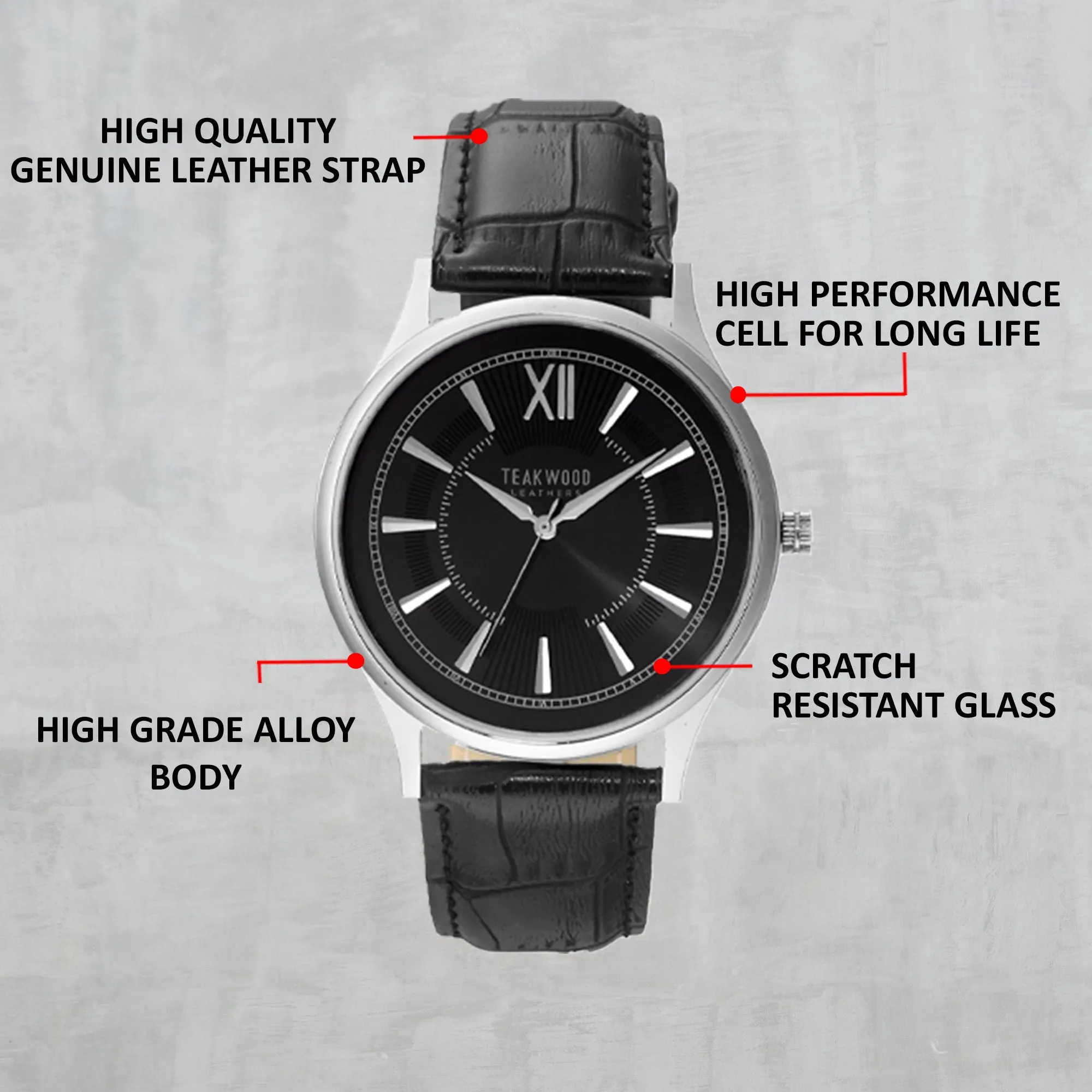 Teakwood leather Silver Men Analog Watch
