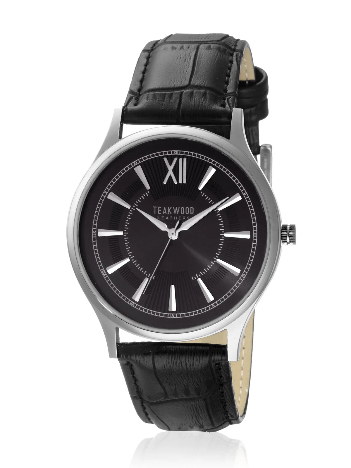 Teakwood leather Silver Men Analog Watch