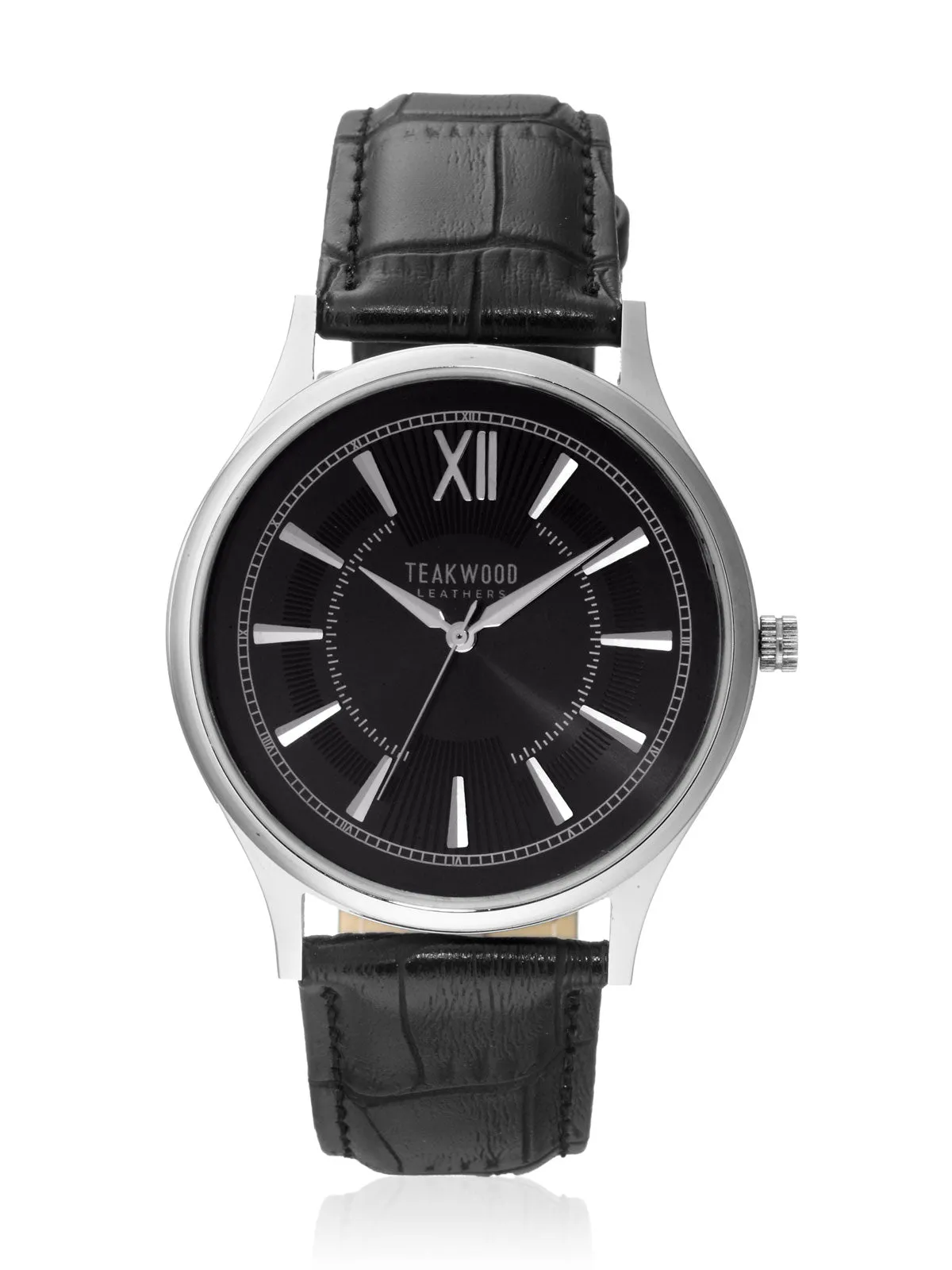 Teakwood leather Silver Men Analog Watch