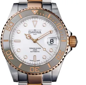 Ternos Ceramic Automatic Swiss-Made White Rose Gold Diving Watch 16155563
