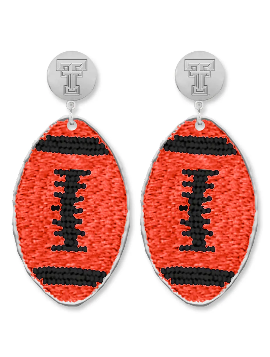 Texas Tech Red Raiders "Touchback Football" Beaded Football Dangle Earrings