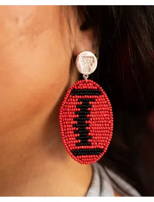 Texas Tech Red Raiders "Touchback Football" Beaded Football Dangle Earrings