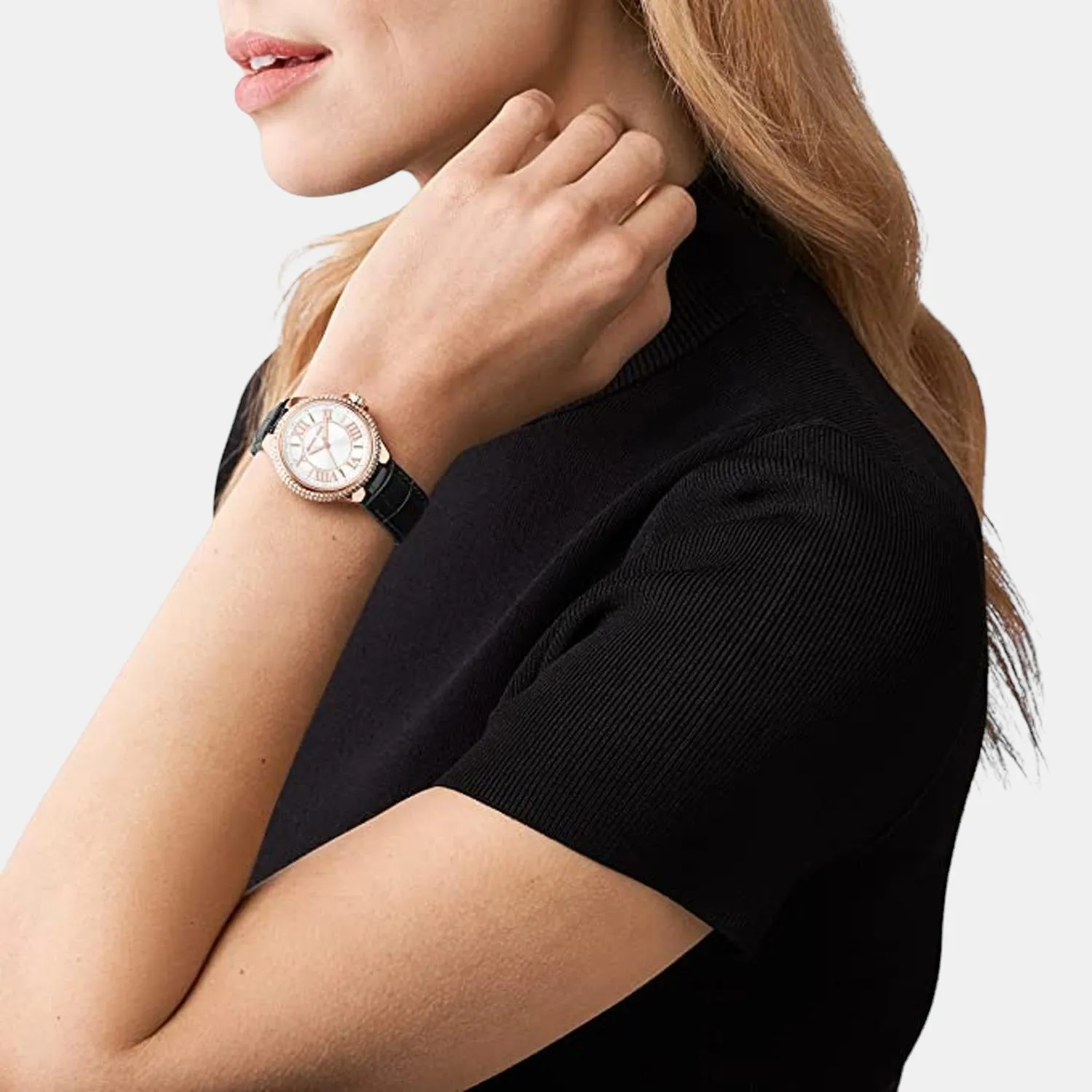 Women's White Analog Leather Watch MK2962