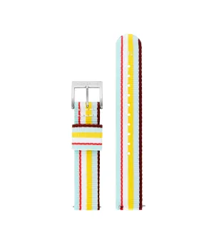 Yellow/Brown Striped Textile Strap, 16mm