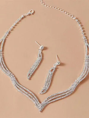 Zinc Alloy Rhinestone Tassel Decor Set